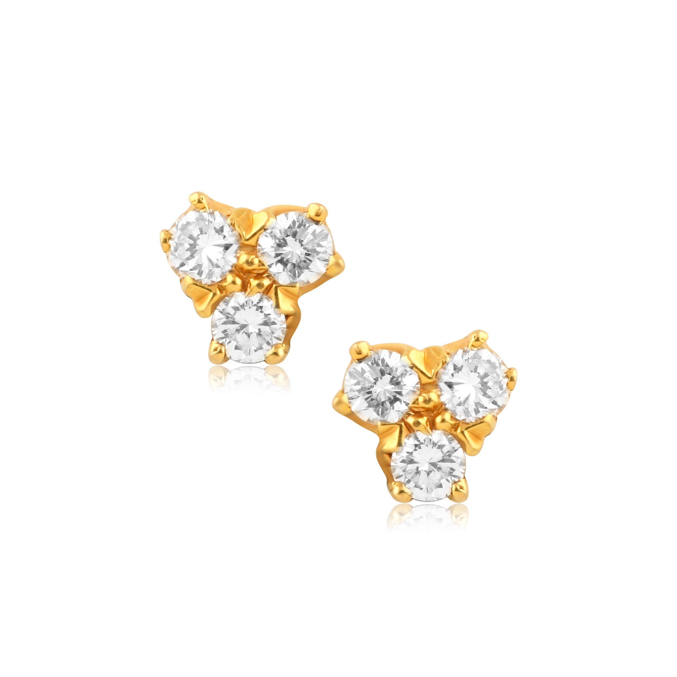 Contemporary 18 Karat Gold & Diamond Stud Earrings