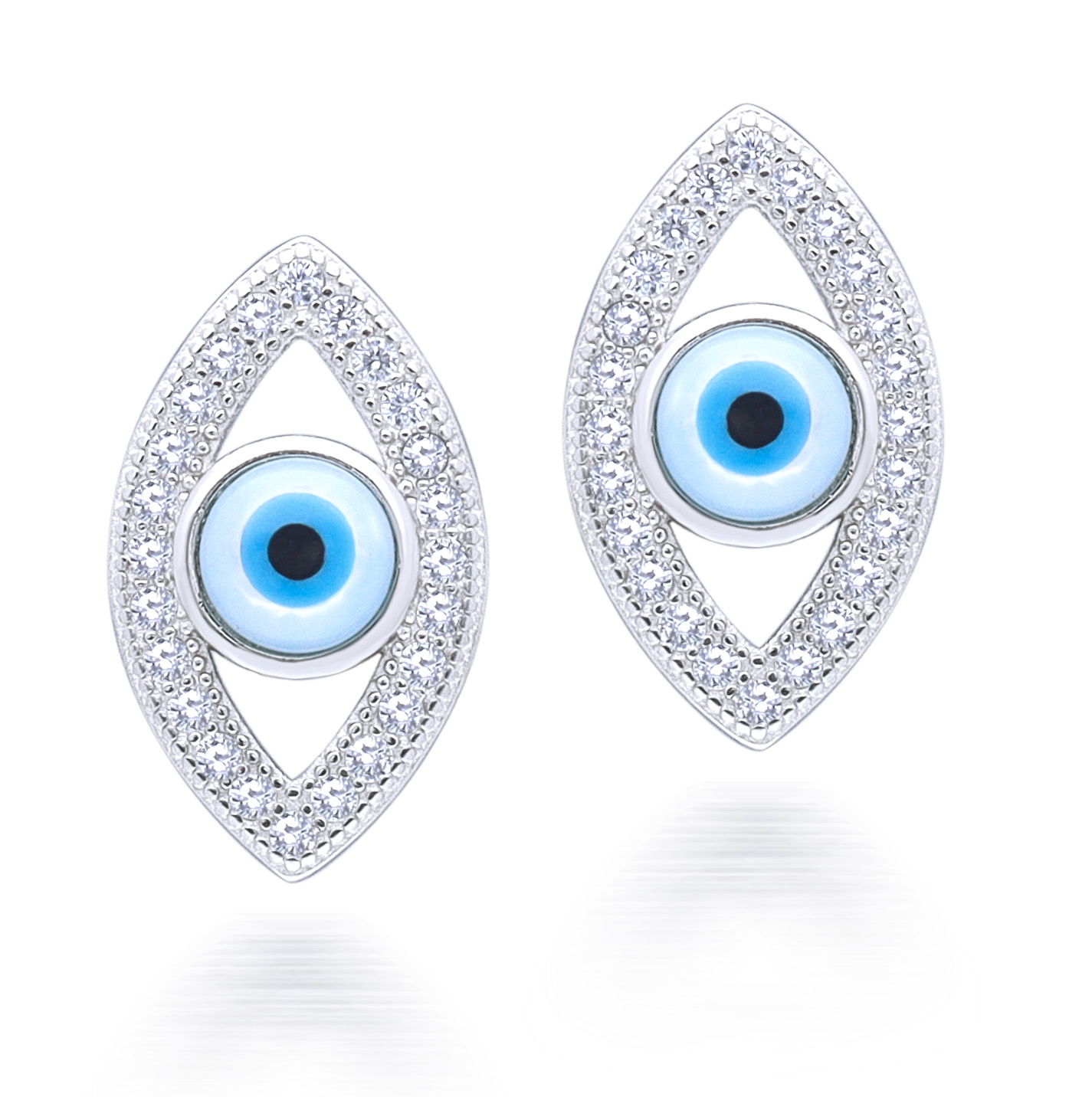 Silver Evil Eye Pendant & Earrings
