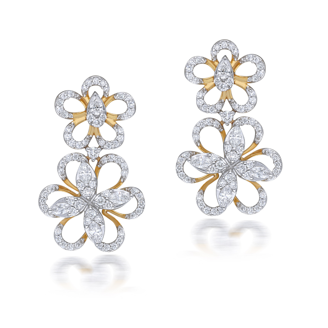 Floral Sparkle 18Kt Gold Diamond Earrings