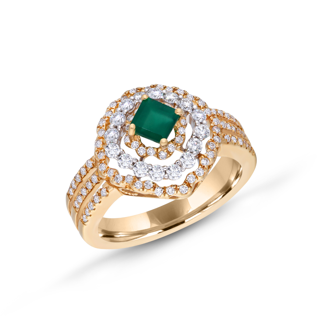 Emerald Harmony 18Kt White and Yellow Gold Diamond Ring