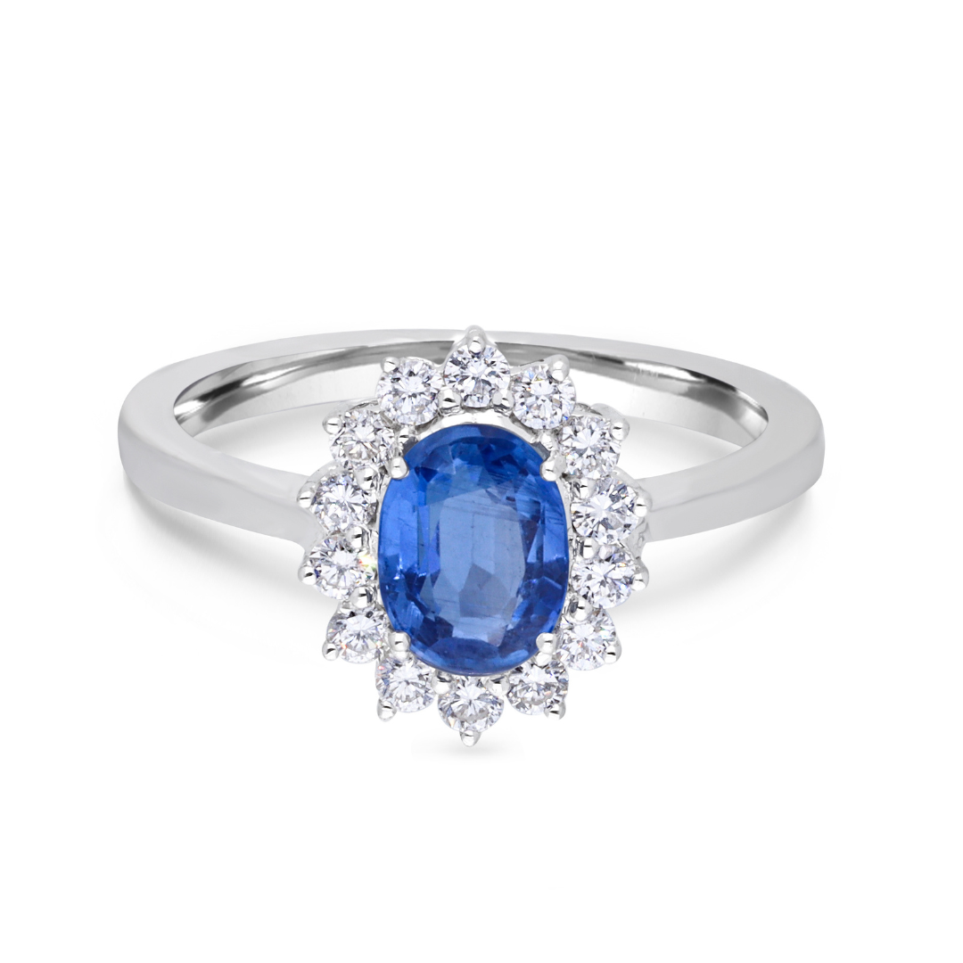 Enchanted Blue Blossom 18 Kt White Gold Diamond Ring
